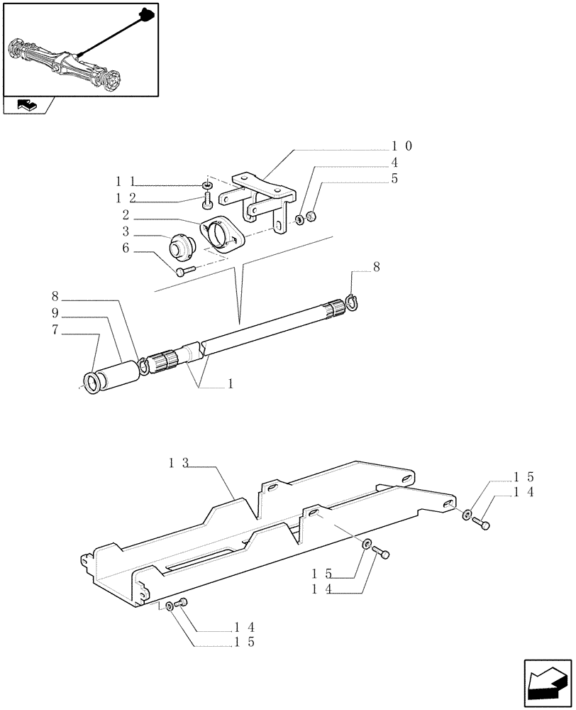 Схема запчастей Case IH MAXXUM 110 - (1.38.5) - FOUR WHEEL DRIVE PROPELLER SHAFT FOR FIXED FRONT AXLE (04) - FRONT AXLE & STEERING