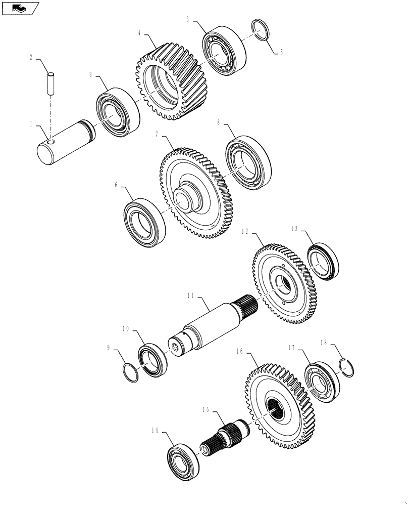 Схема запчастей Case IH STEIGER 350 - (14.102.04) - HYDRAULIC PUMP DRIVE W/PTO - IDLER SHAFT, INPUT SHAFT, OUTPUT SHAFT, & DRIVE GEAR (14) - MAIN GEARBOX & DRIVE