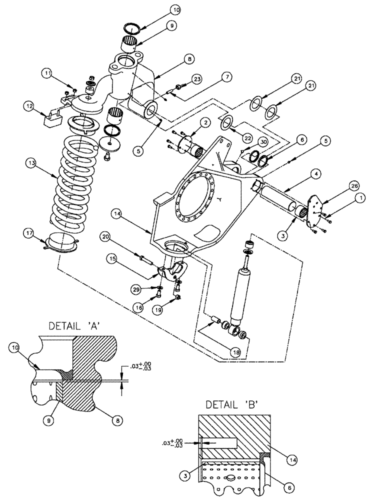 Схема запчастей Case IH SPX4260 - (04-028) - STRUT ASSEMBLY, LEFT Suspension & Frame