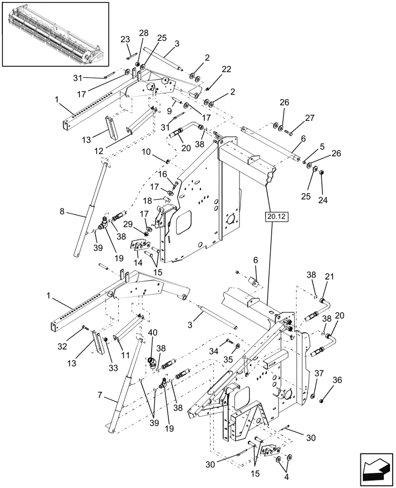 Схема запчастей Case IH 2020 - (20.07.04[1]) - HYDRAULICS, ARM LIFT, BPIN CBJ020205 [INCLUDES ALL HAJ PINS] (35) - HYDRAULIC SYSTEMS