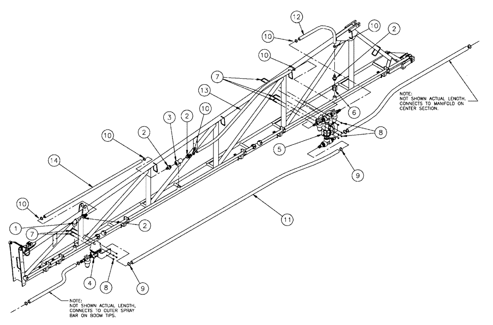 Схема запчастей Case IH SPX4410 - (09-022) - BOOM PLUMBING GROUP, 5 SECTION MID Liquid Plumbing