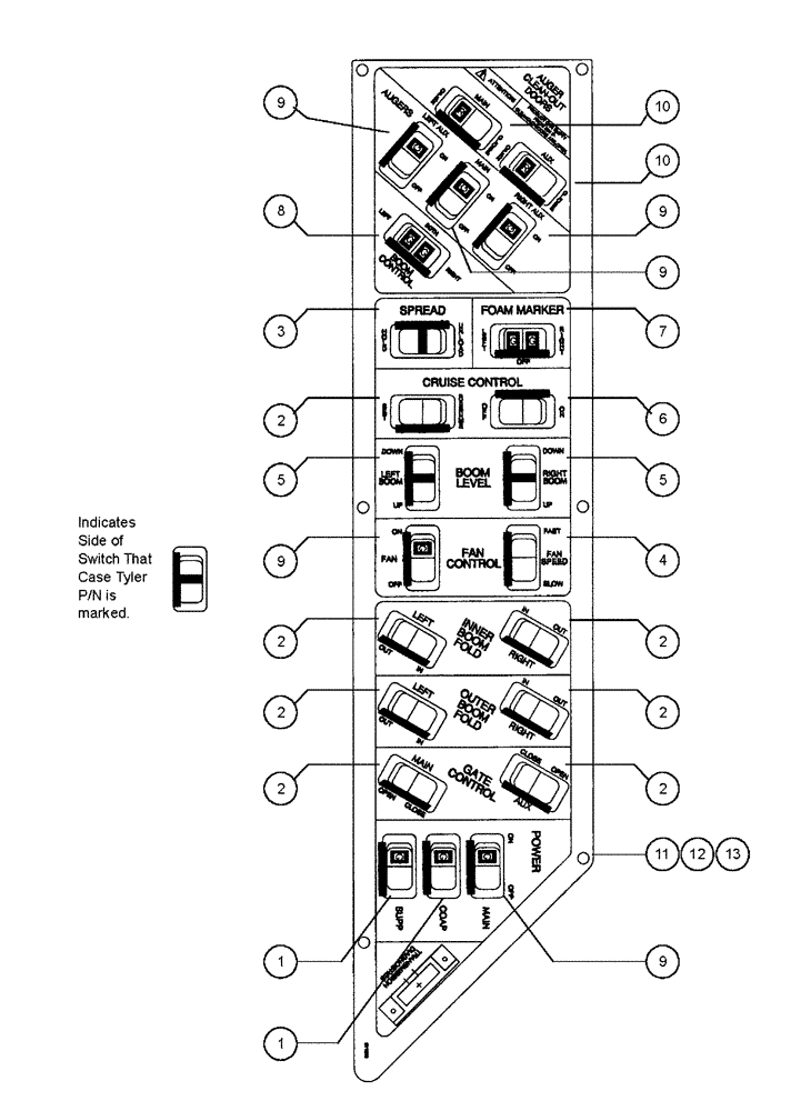 Схема запчастей Case IH 438 - (22-001) - FLEX-AIR CONTROL PANEL (06) - ELECTRICAL