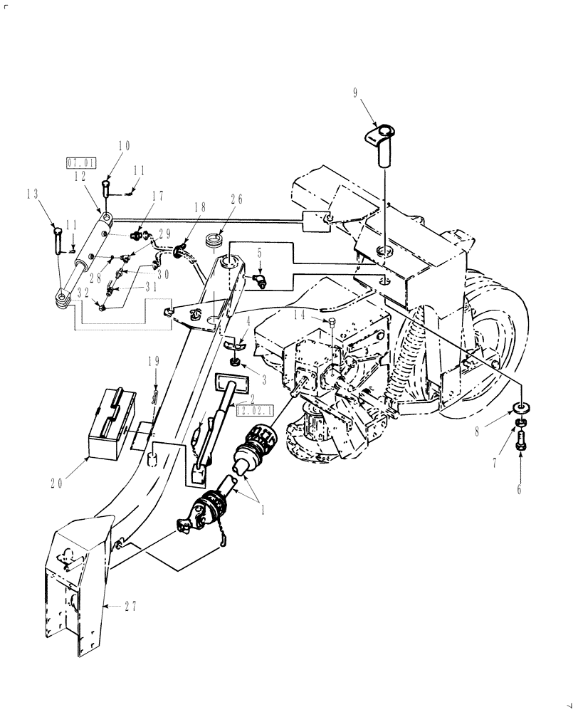 Схема запчастей Case IH DC101F - (12.02) - TONGUE, REAR (12) - MAIN FRAME