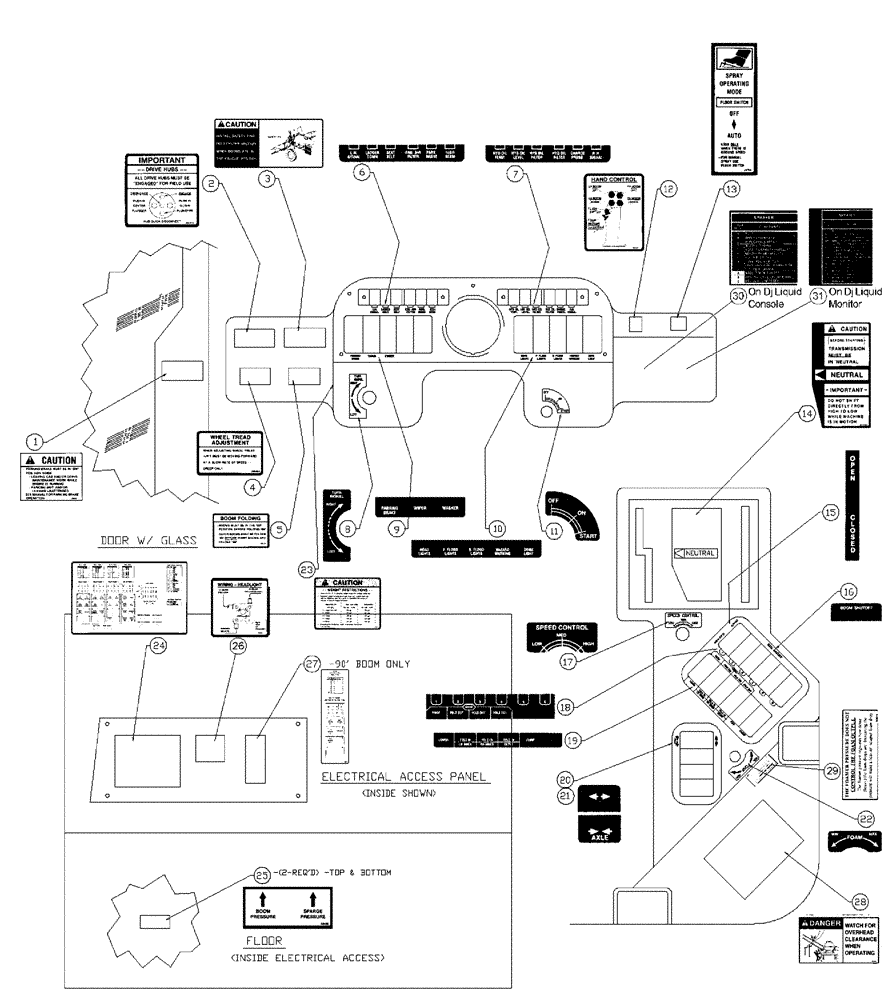 Схема запчастей Case IH PATRIOT WT - (10-001) - INTERIOR DECALS (13) - DECALS