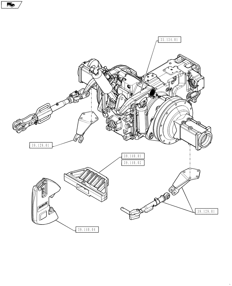 Схема запчастей Case IH PUMA 145 - (39.000.00) - PICTORIAL INDEX - FRAMES (39) - FRAMES AND BALLASTING