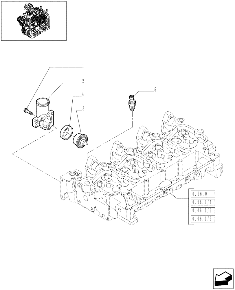 Схема запчастей Case IH MXU115 - (0.32.6[01]) - THERMOSTAT ENGINE COOLING SYSTEM - C5142 (01) - ENGINE