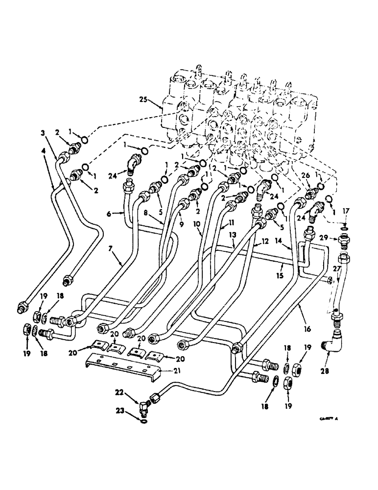 Схема запчастей Case IH 454 - (10-46) - HYDRAULICS, BACKHOE HYDRAULIC TUBING AND CONNECTIONS (07) - HYDRAULICS