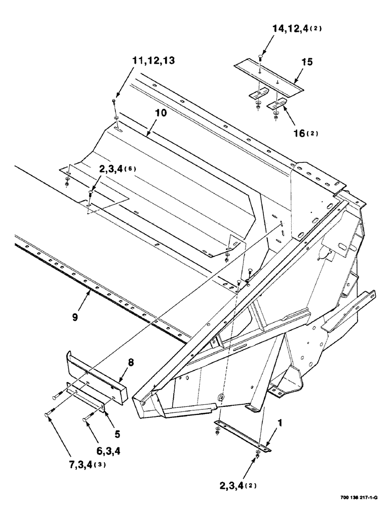 Схема запчастей Case IH SC412 - (7-38) - HEADER AUGER PAN & STRIPPER ASM. - LEFT (12 FOOT) (09) - CHASSIS