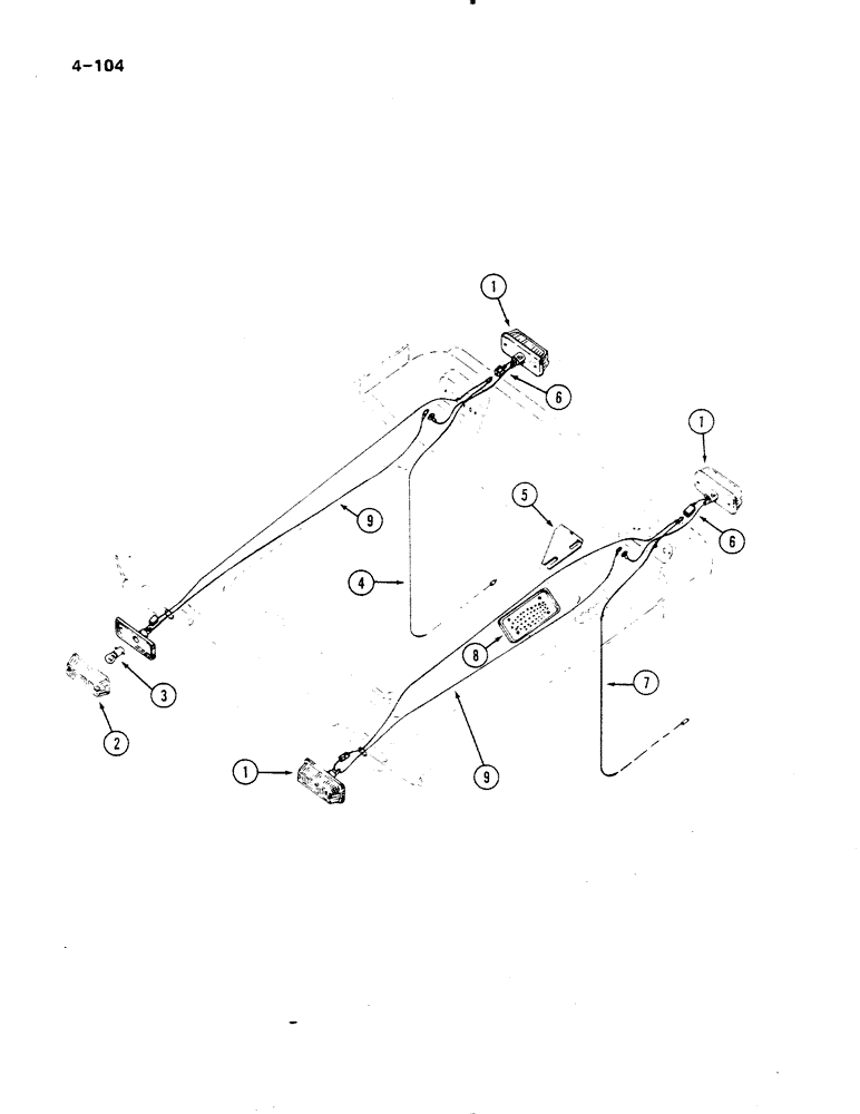 Схема запчастей Case IH 485 - (4-104) - R.O.P.S. CANOPY (04) - ELECTRICAL SYSTEMS