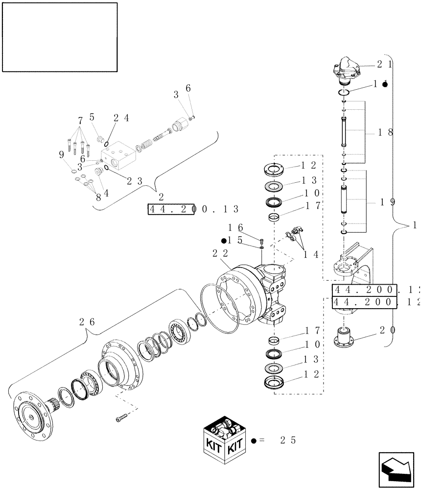 Схема запчастей Case IH 9010 - (44.200.07) - MOTOR, HYDROSTATIC, PRA (44) - WHEELS