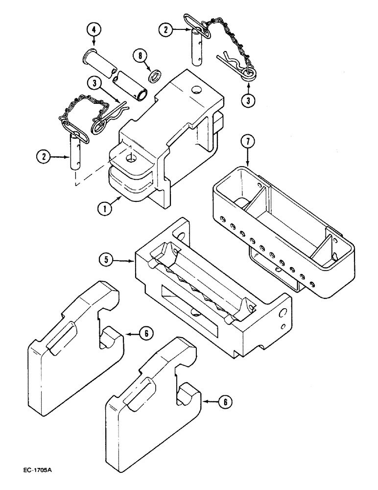 Схема запчастей Case IH 433 - (9-606) - FRONT WEIGHTS (09) - CHASSIS/ATTACHMENTS