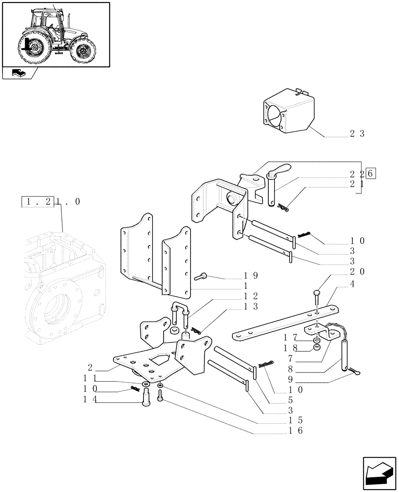 Схема запчастей Case IH FARMALL 90 - (1.89.0) - DRAWBAR AND HITCH (FRANCE) (VAR.335893) (09) - IMPLEMENT LIFT