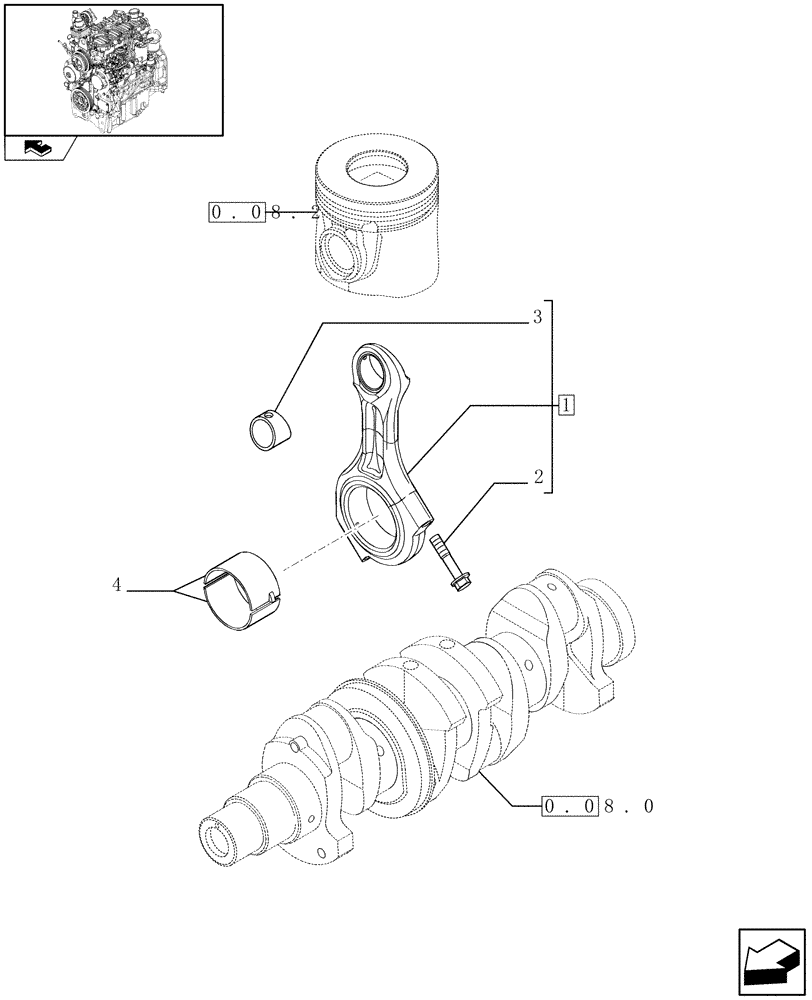 Схема запчастей Case IH FARMALL 65C - (0.08.1) - CONNECTING ROD (01) - ENGINE