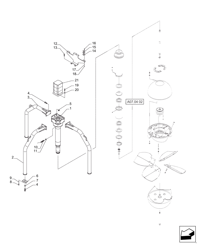 Схема запчастей Case IH A7000 - (A07.04[01]) - Primary Extractor Fan (13) - FEEDER