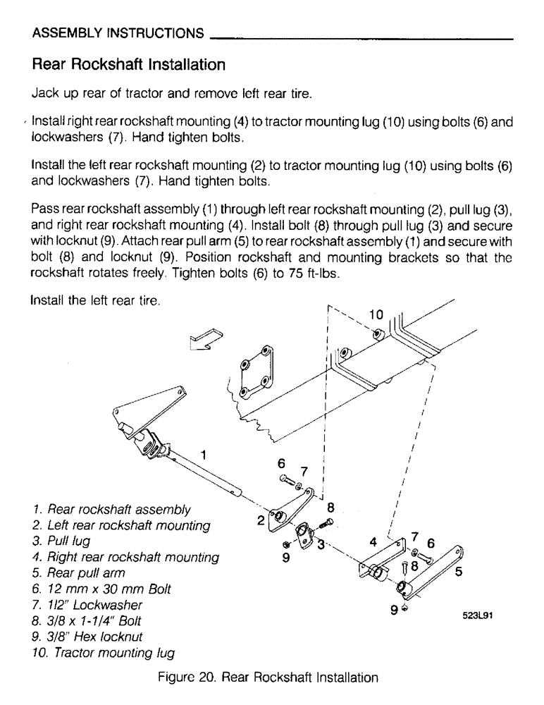 Схема запчастей Case IH M172 - (45) - ASSEMBLY INSTRUCTIONS, REAR ROCKSHAFT INSTALLATION (05) - SERVICE & MAINTENANCE