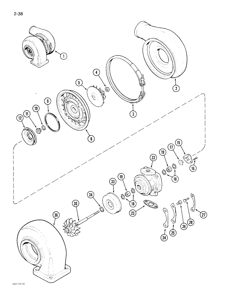 Схема запчастей Case IH 1822 - (2-38) - TURBOCHARGER ASSEMBLY 6TA-830 ENGINE (01) - ENGINE