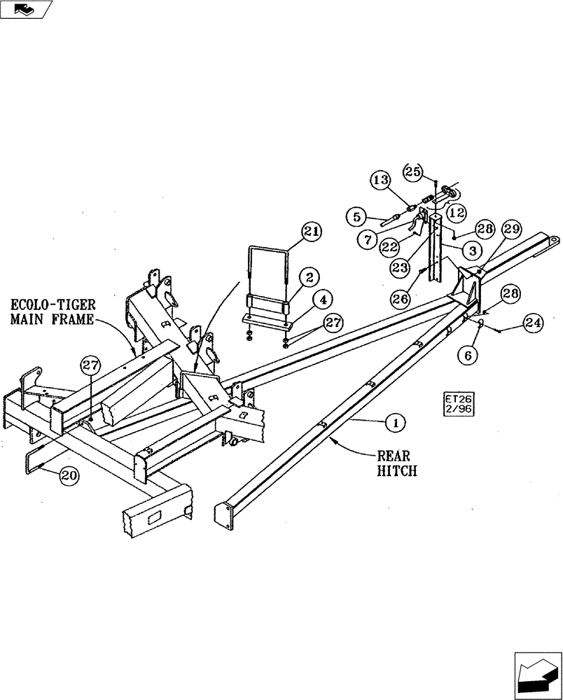 Схема запчастей Case IH 730B - (39.110.02) - REAR HITCH (39) - FRAMES AND BALLASTING