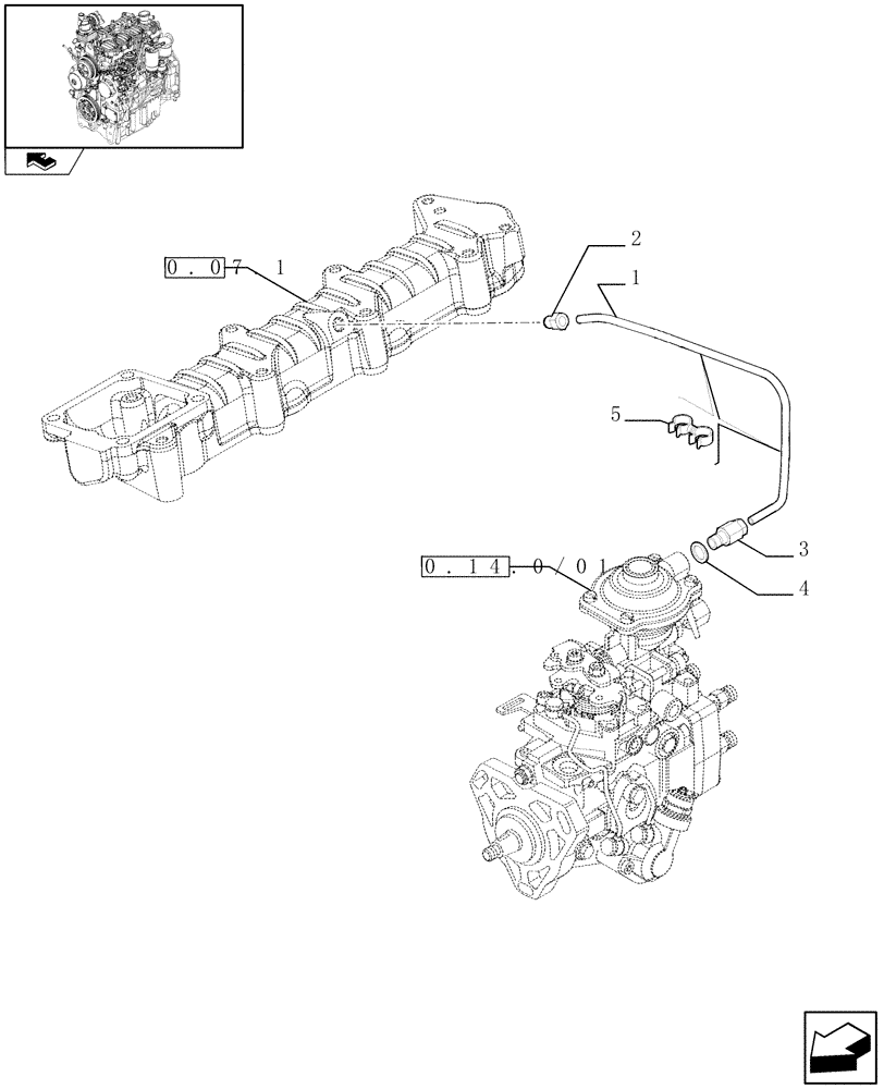 Схема запчастей Case IH FARMALL 75C - (0.14.6/01) - INJECTION EQUIPMENT - PIPING (01) - ENGINE