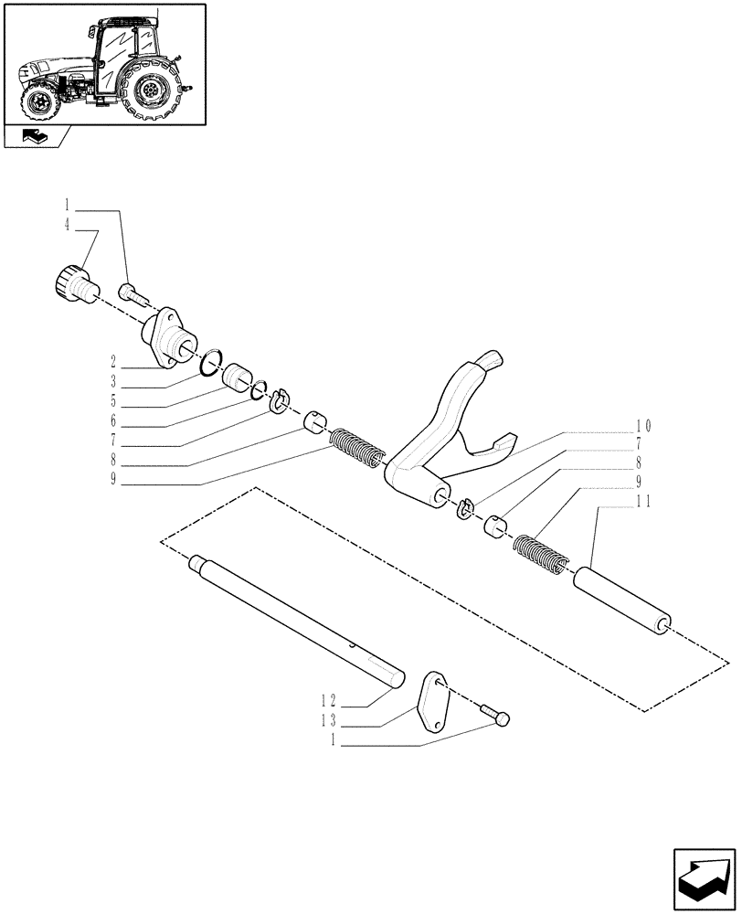 Схема запчастей Case IH FARMALL 95N - (1.40.1/08) - STD FRONT AXLE WITH ELECTROHYDR. DIFF. LOCK LESS FRONT BRAKES (40 KM/H) - DIFF. LOCK CONTROL (04) - FRONT AXLE & STEERING