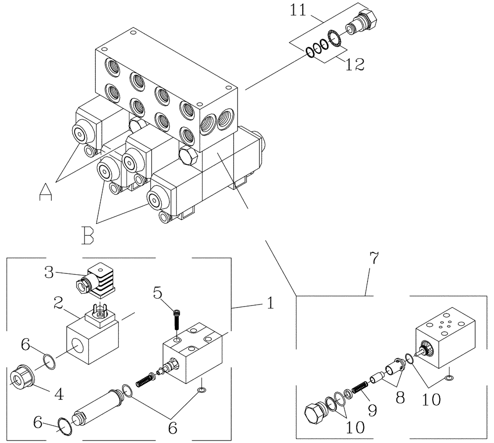 Схема запчастей Case IH 7700 - (B05[04]) - HYDRAULIC VALVE {4 Section} Hydraulic Components & Circuits