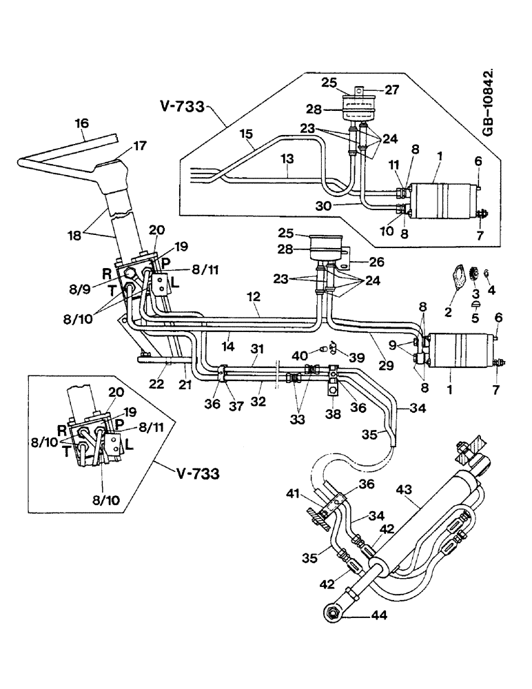 Схема запчастей Case IH 533 - (10-02) - POWER STEERING (07) - HYDRAULICS