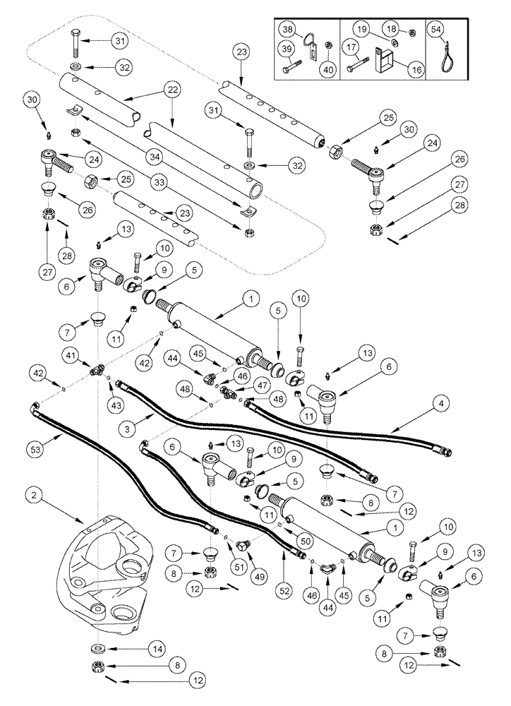 Схема запчастей Case IH 2388 - (05-19) - STEERING CYLINDER AND TIE ROD - POWER GUIDE AXLE - DUAL STEERING CYLINDER (11) - TRACKS/STEERING