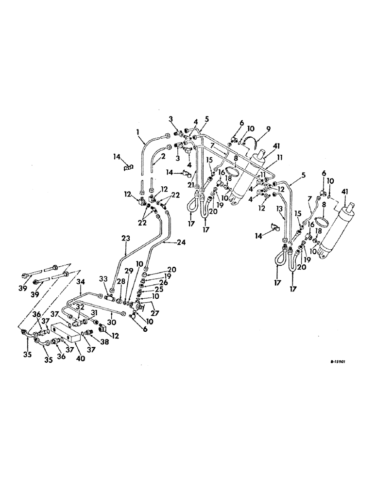 Схема запчастей Case IH 241 - (A-33) - HYDRAULIC LINES AND FITTINGS, SERIAL NO. 501 THROUGH 3710 (35) - HYDRAULIC SYSTEMS