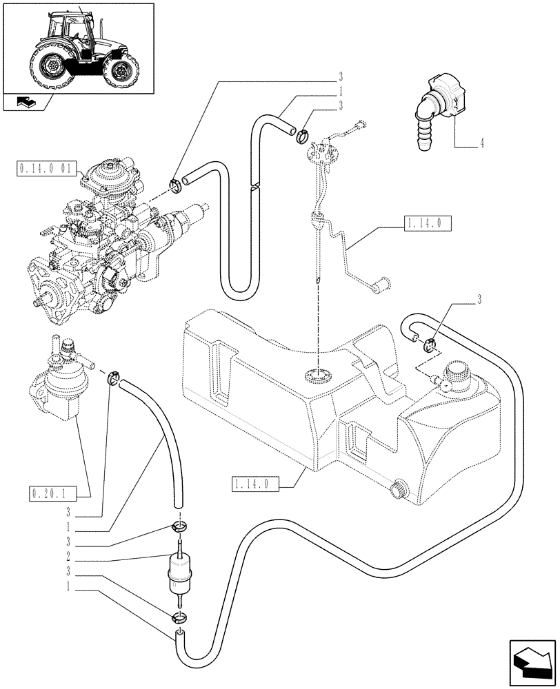 Схема запчастей Case IH FARMALL 60 - (1.14.6) - FUEL PIPES (02) - ENGINE EQUIPMENT