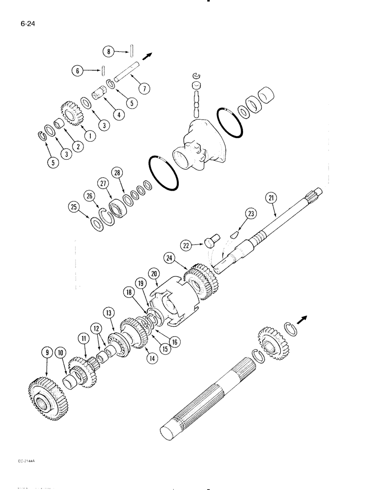 Схема запчастей Case IH 595 - (6-024) - SPEED TRANSMISSION, FORWARD AND REVERSE ATTACHMENT (06) - POWER TRAIN