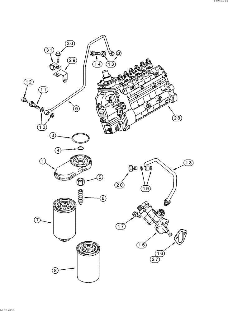 Схема запчастей Case IH 2155 - (3-05A) - FUEL FILTER & TRANSFER PUMP, 6TA-830 EMISSIONS CERT. ENG., COTTON PICKER S/N JJC0156230 AND AFTER (02) - FUEL SYSTEM