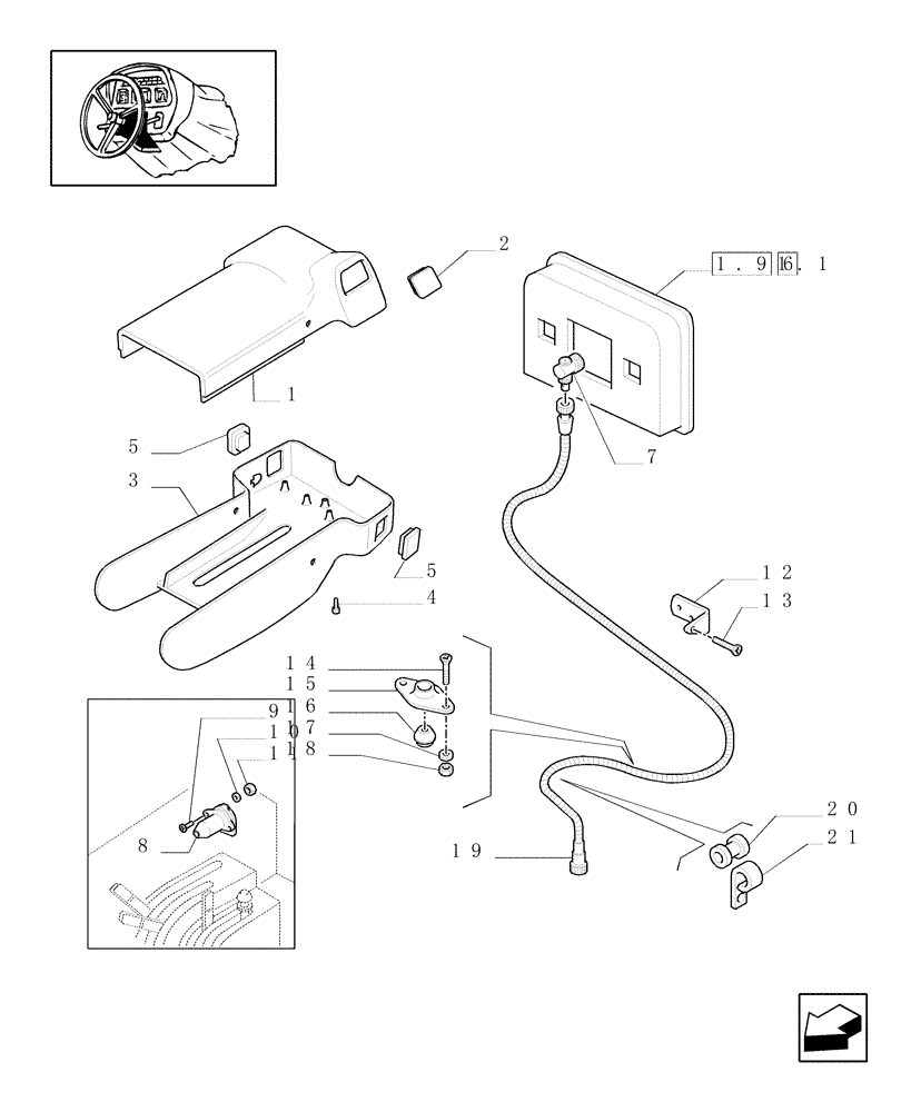 Схема запчастей Case IH JX90U - (1.75.1[01]) - OUTLET, CONTROL PANEL AND STEERING COLUMN COVER (06) - ELECTRICAL SYSTEMS