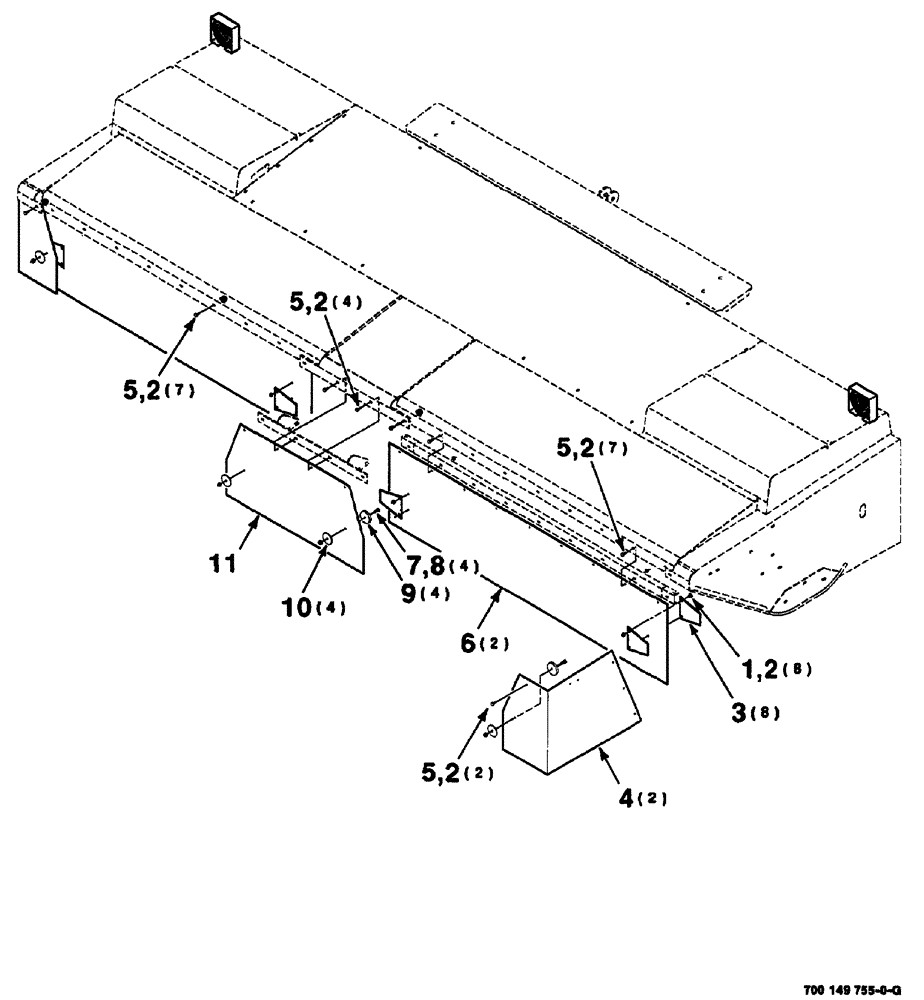 Схема запчастей Case IH 725 - (07-012) - CURTAIN ASSEMBLY (90) - PLATFORM, CAB, BODYWORK AND DECALS