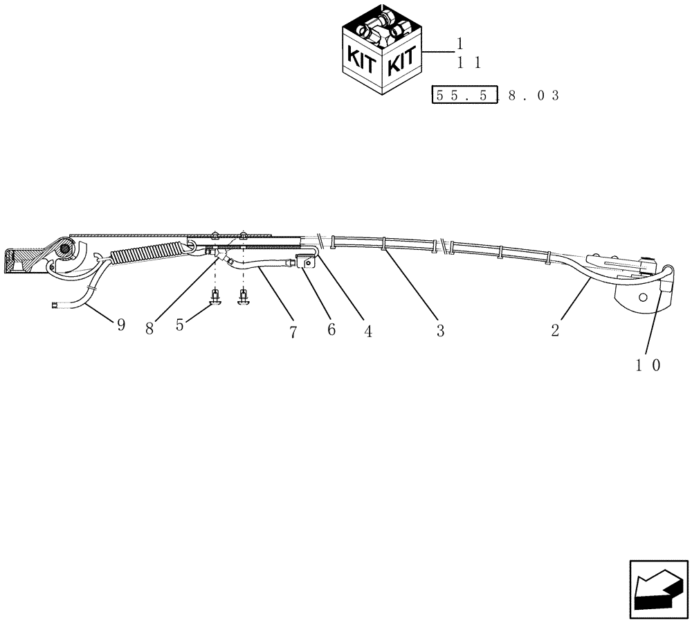 Схема запчастей Case IH 8120 - (55.518.05) - KIT, ADDITIONAL WINDSHIELD WIPER (ARM) (55) - ELECTRICAL SYSTEMS