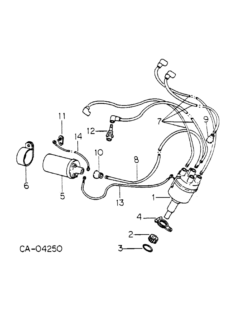 Схема запчастей Case IH DG4D - (K-17) - DISTRIBUTOR, SPARK PLUGS AND CABLES, 3200B LOADERS 