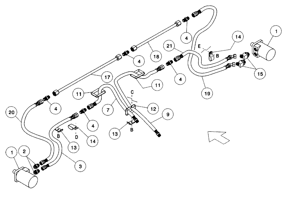 Схема запчастей Case IH 1052 - (09-06) - HYDRAULIC CIRCUIT - DRAPER DRIVE, 36.0 FOOT 2 DECK HEADER BSN CCC0011320 (09) - CHASSIS