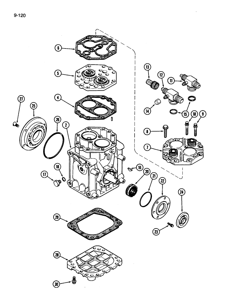 Схема запчастей Case IH 3394 - (9-120) - AIR CONDITIONING, AIR COMPRESSOR (09) - CHASSIS/ATTACHMENTS