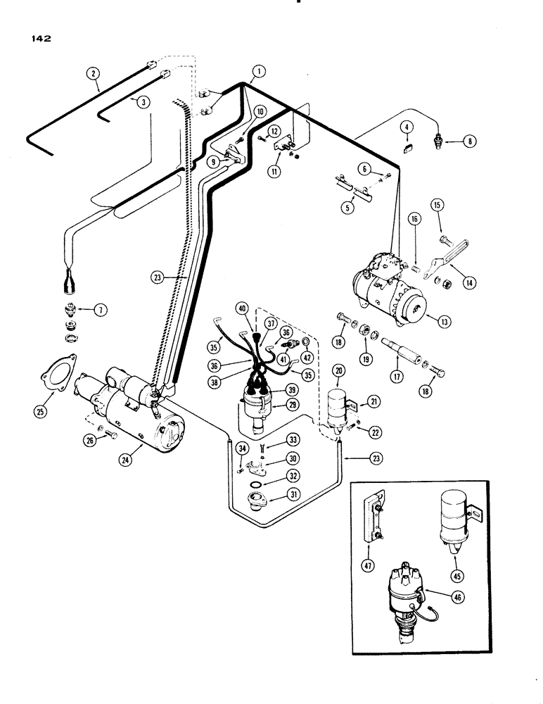 Схема запчастей Case IH 830-SERIES - (142) - ELECTRICAL EQUIPMENT AND WIRING, 251 AND 284 SPARK IGNITION ENGINES (04) - ELECTRICAL SYSTEMS