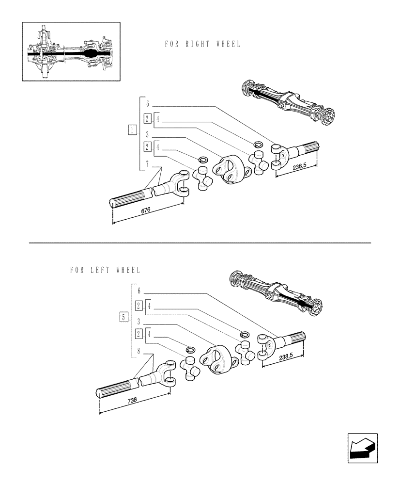 Схема запчастей Case IH MXM120 - (1.40.6/10A) - (VAR.463) 4WD FRONT AXLE WITH SUSPENSIONS, FULL POWER SHIFT - ARTICULATED HALF-AXLE (04) - FRONT AXLE & STEERING