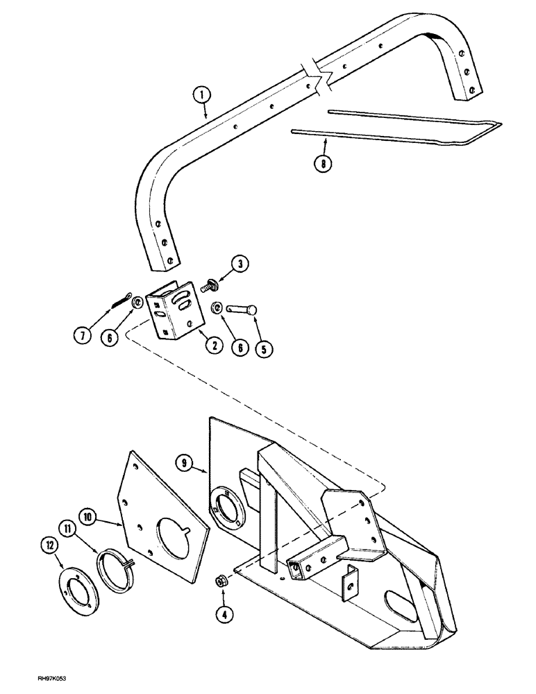 Схема запчастей Case IH 1015 - (9-08) - WINDROW DEFLECTOR (58) - ATTACHMENTS/HEADERS