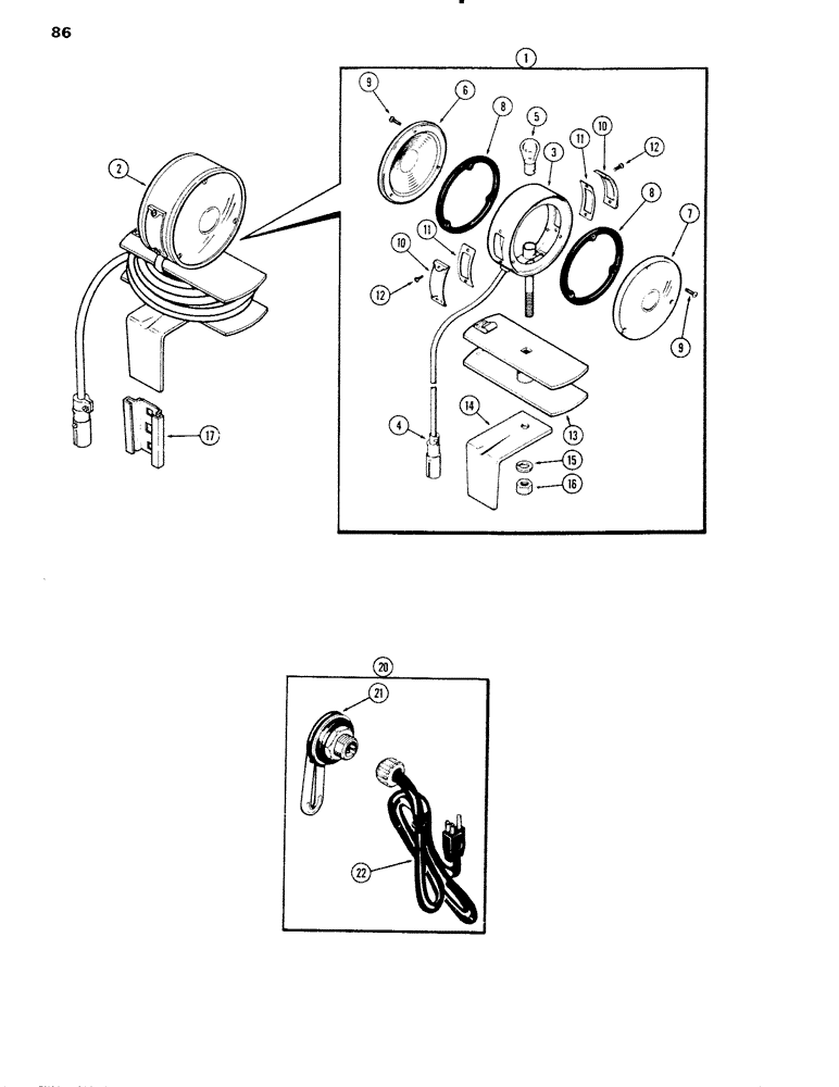 Схема запчастей Case IH 1090 - (086) - FLASHER WARNING LAMP (04) - ELECTRICAL SYSTEMS