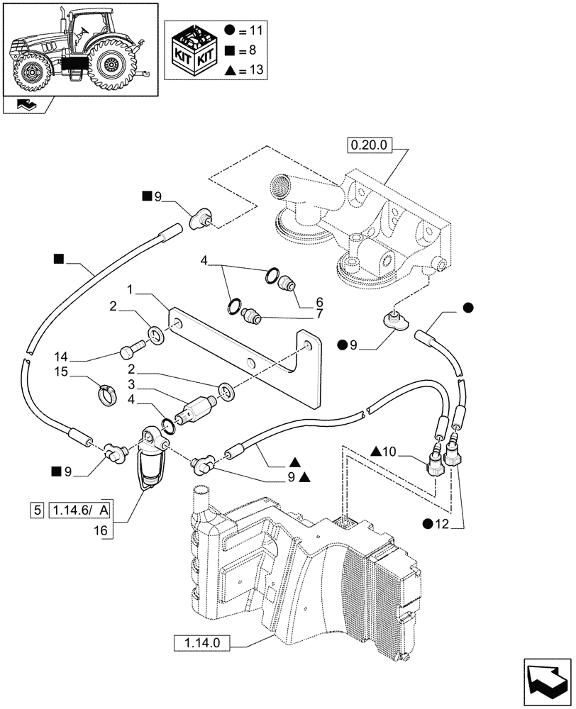 Схема запчастей Case IH PUMA 155 - (1.14.6) - FUEL LINES (02) - ENGINE EQUIPMENT