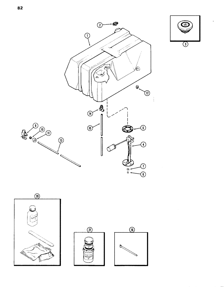 Схема запчастей Case IH 870 - (082) - FUEL TANK AND LINES, (301B) SPARK IGNITION ENGINE, POLYETHELENE MATERIAL (03) - FUEL SYSTEM