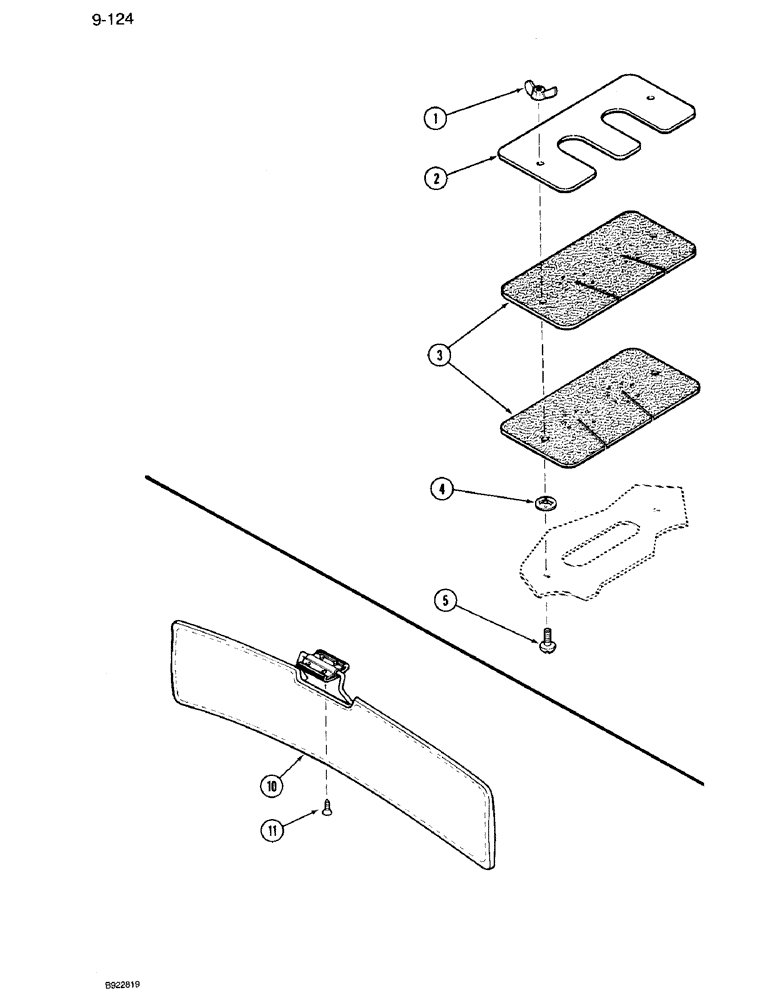 Схема запчастей Case IH 7120 - (9-124) - CAB REAR ACCESS KIT AND SUNVISOR (09) - CHASSIS/ATTACHMENTS