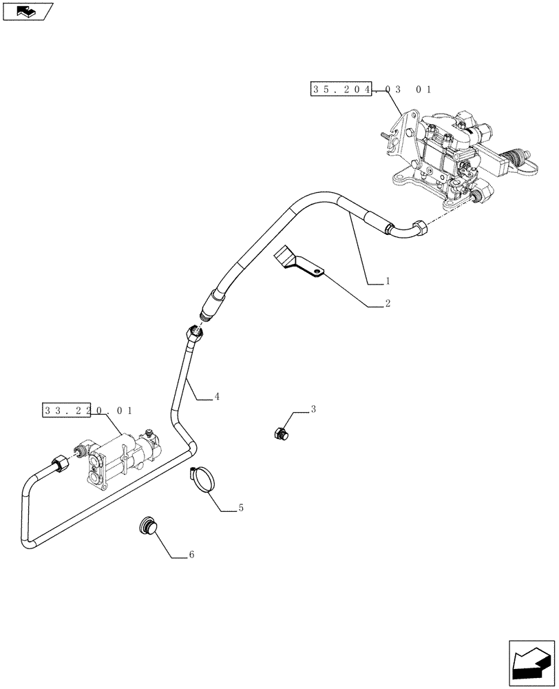 Схема запчастей Case IH FARMALL 65C - (35.100.0401) - HYDRAULIC TRAILER BRAKE - PIPES - ISO (VAR.330370 / 743516) (35) - HYDRAULIC SYSTEMS