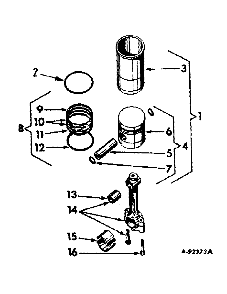 Схема запчастей Case IH BD-154 - (B-04) - CONNECTING RODS, PISTONS AND SLEEVES 