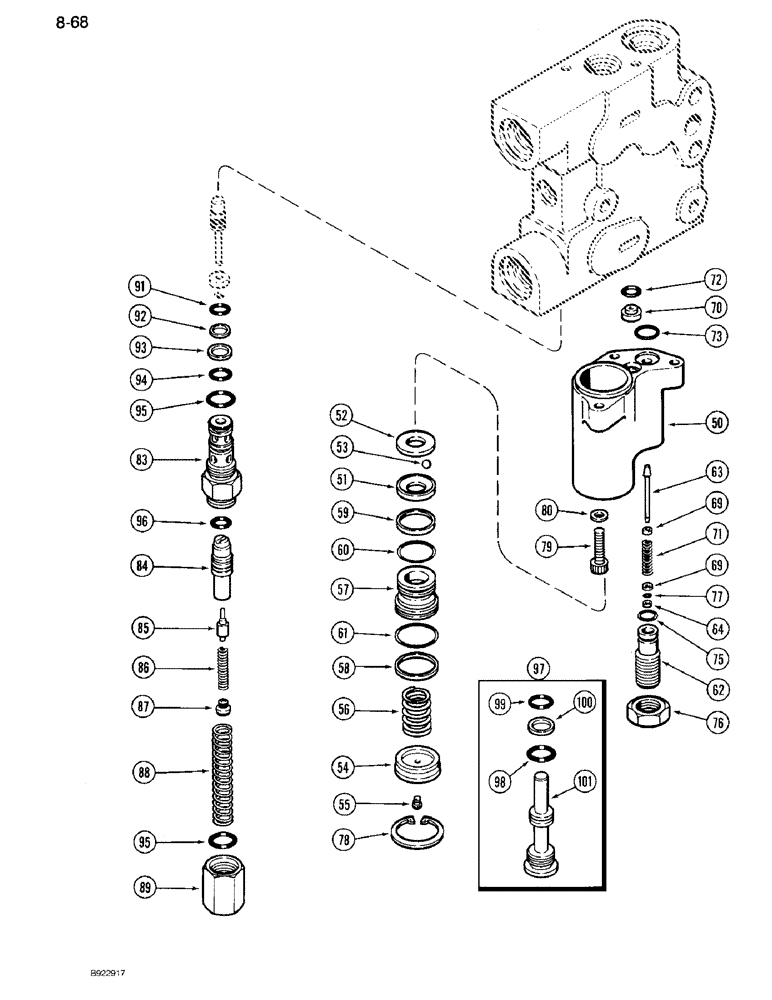 Схема запчастей Case IH 7110 - (8-68) - HYDRAULIC REMOTE VALVE ASSEMBLY, SECOND, THIRD AND FOURTH REMOTE, WITH LOAD CHECK, (CONTD) (08) - HYDRAULICS