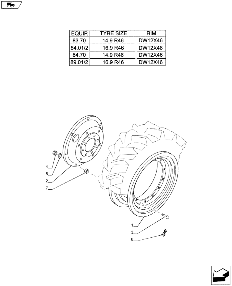 Схема запчастей Case IH PUMA 170 - (44.520.01[08]) - REAR WHEELS (44) - WHEELS