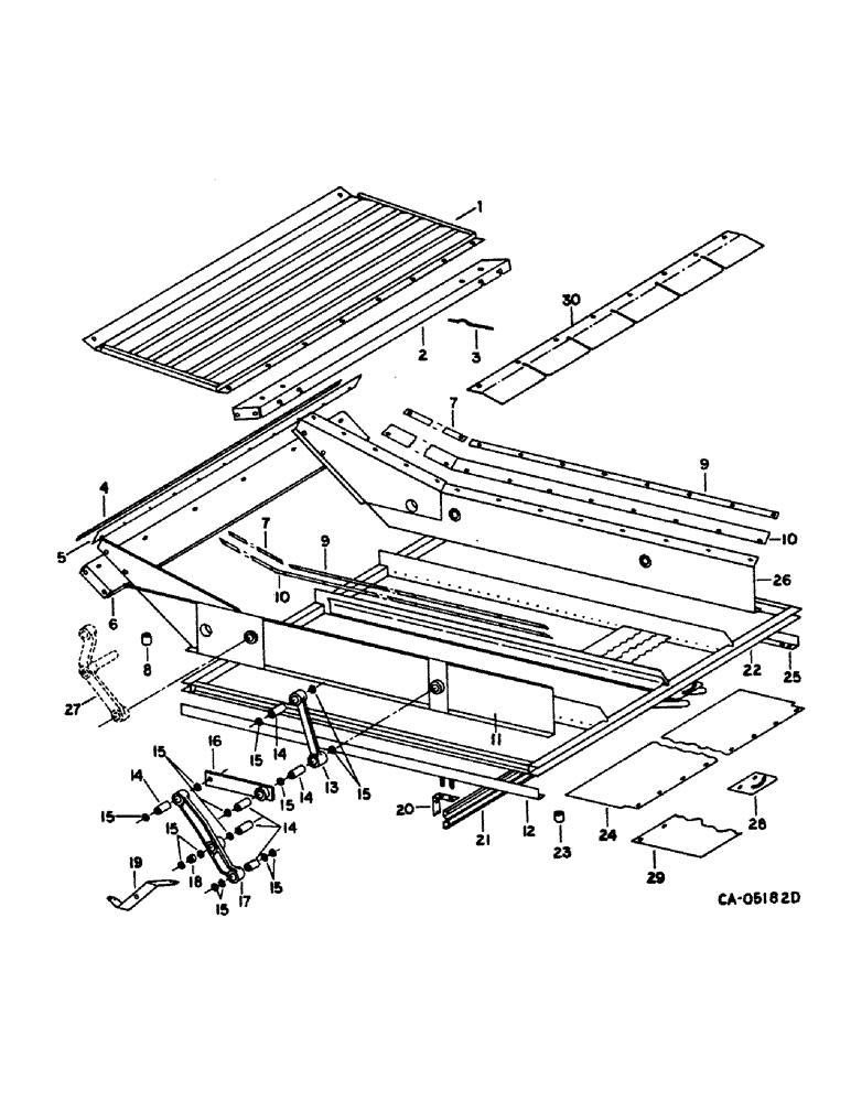 Схема запчастей Case IH 1480 - (23-07) - AUGER BED, SHOE AND SHOE SIEVE, CHAFFER SIEVE Grain Pan, Shoe & Shoe Sieve