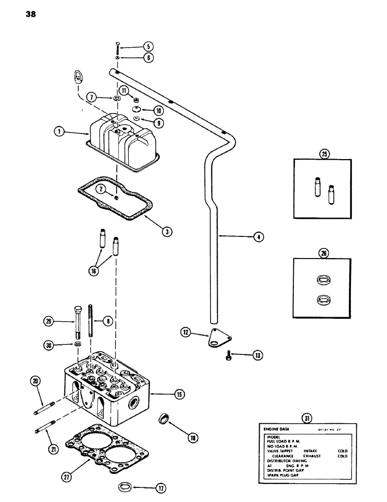 Схема запчастей Case IH 970 - (038) - CYLINDER HEAD AND COVER, (377B) SPARK IGNITION ENGINE (02) - ENGINE