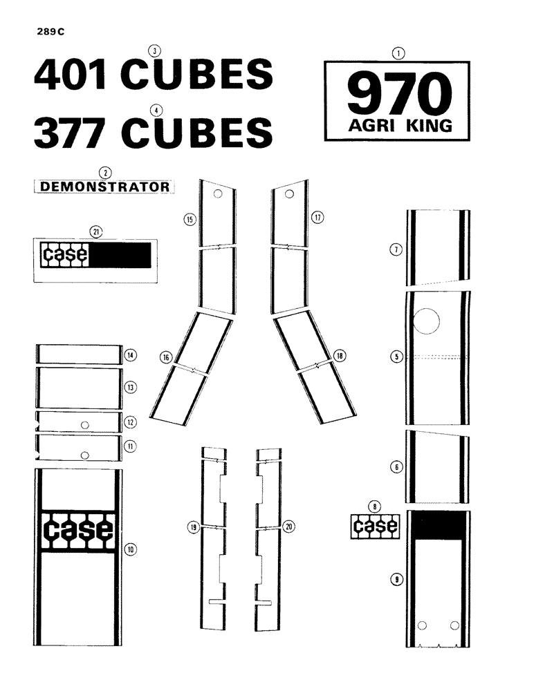 Схема запчастей Case IH 970 - (289C) - DECALS, DEMONSTRATOR, 1ST USED TRAC. SER. NO. 8675001 (09) - CHASSIS/ATTACHMENTS